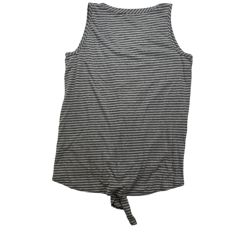 Lane Bryant Knit Top Size 14/16 grey White Stripe Sleeveless‎ Tie front tank top - Picture 5 of 9